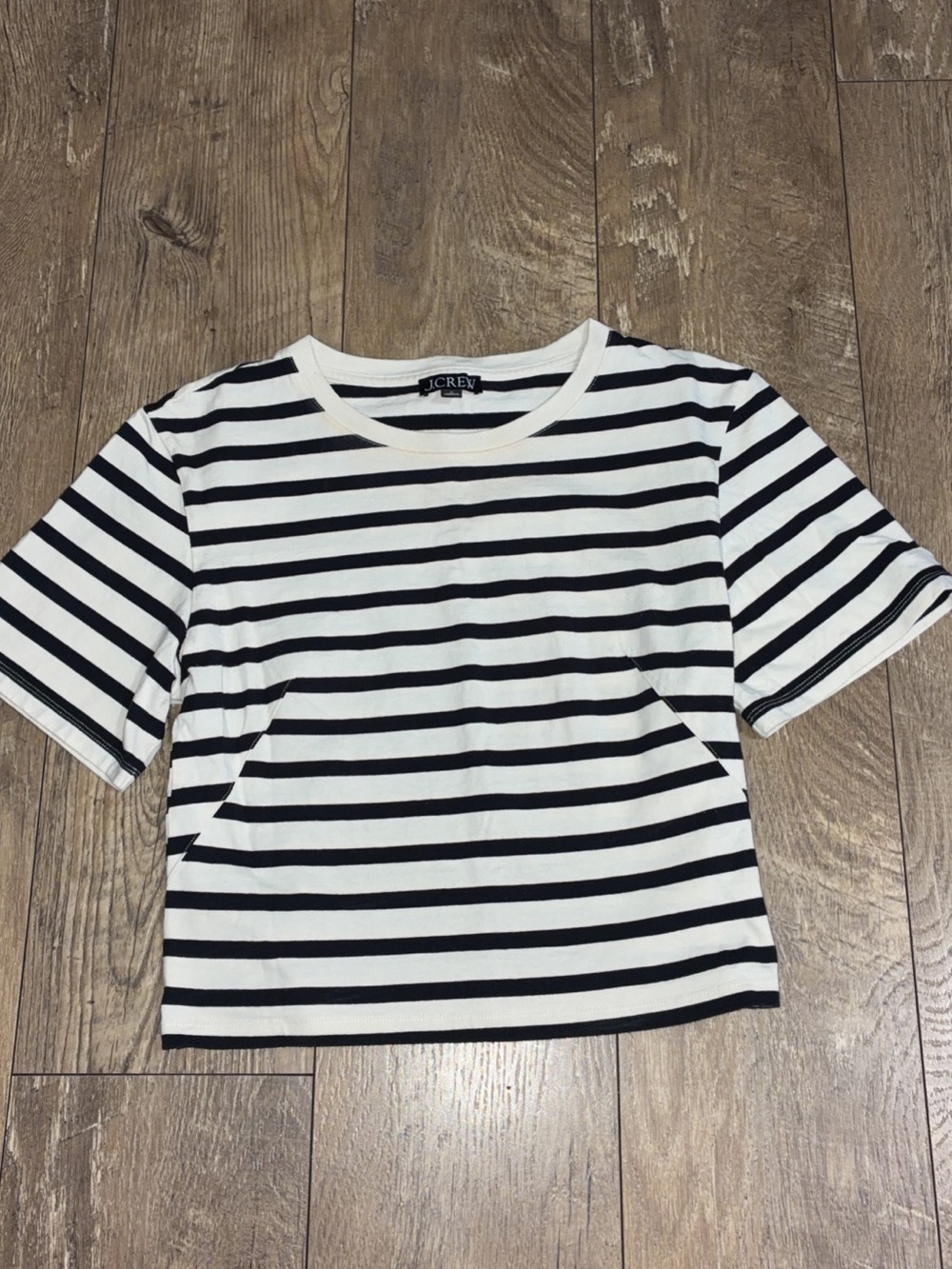 J. Crew Black & White Horizontal Stripe Short Sleeve Tee